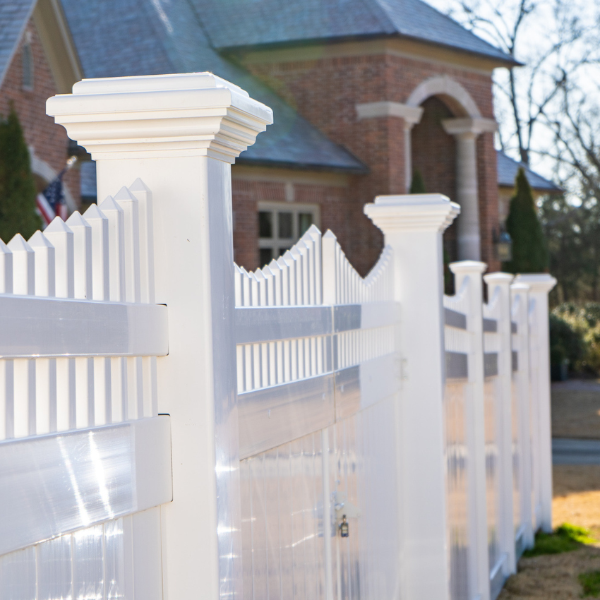 Custom Vinyl Fence Project in front of residential home