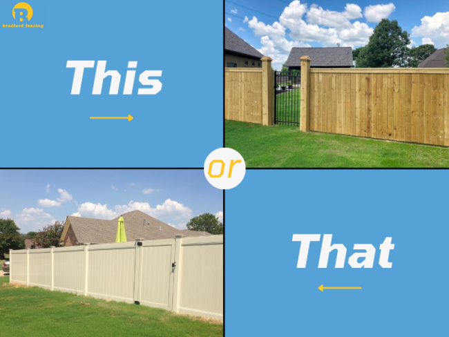 Wood Fence and Vinyl Fence installed on residential properties in Conway, Arkansas
