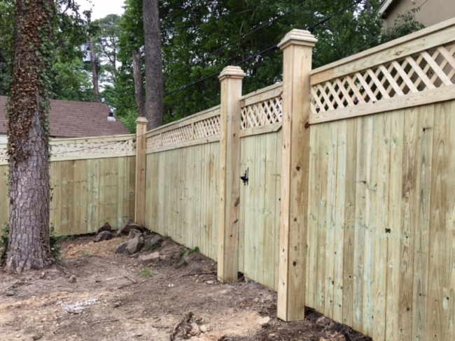 Wood Fence with Lattice on residential property in Conway, Arkansas