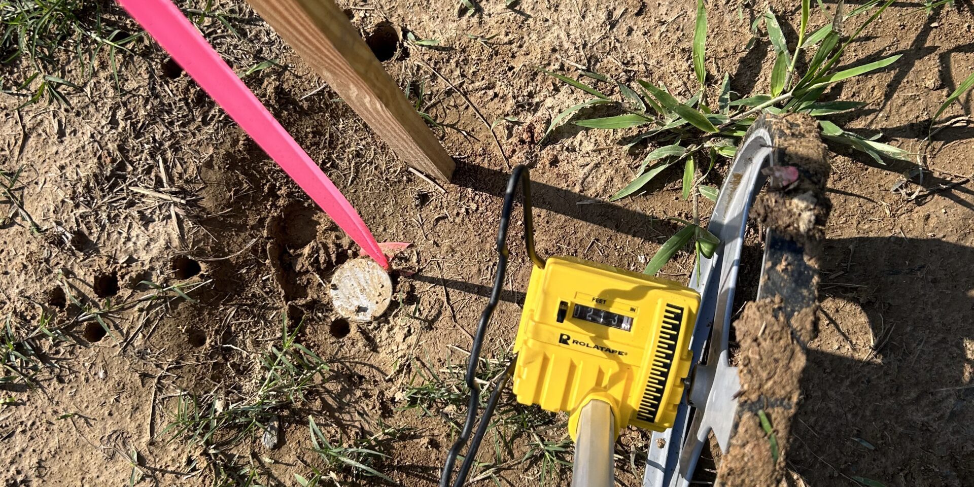 Example of Property Pin with Survey Cap & Ribbon